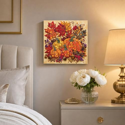 Framed Button Art Kit 11.8" DIY Mosaic Craft for Adults(Maple Pumpkin) - Image 3