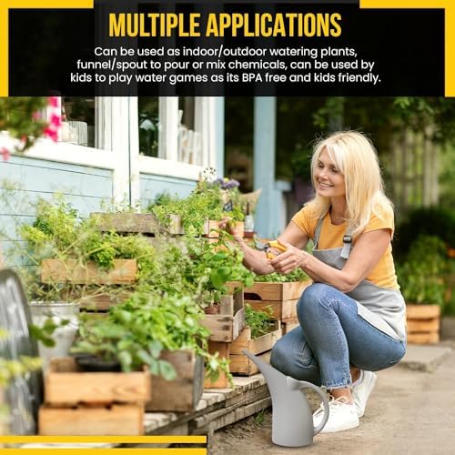 2 Pack Watering Can 1/2 Gallon - Small Watering Can for Indoor Plants - Outdoor Watering Can - Gray Plant Waterer - Plastic Watering Can for Garden - Image 5