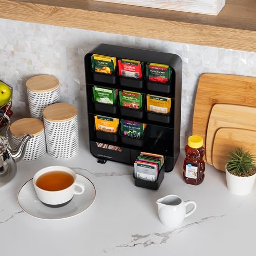 Mind Reader Tea Bag Organizer, Tea Station Organizer, Countertop Storage, Kitchen, Plastic, 10.25"L x 3.25"W x 13.75"H, Black - Image 5