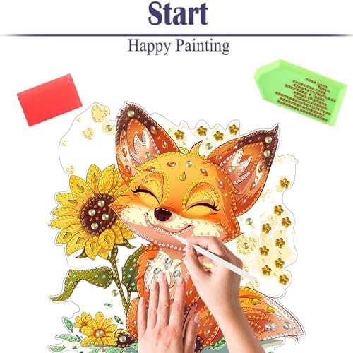 Diamond Painting Kits for Adults Beginners, 5D Full Drill Fox Crystal Art Desktop Ornament, DIY Single Sided Home Office Desk Decor, Creative Craft Gift Set with Tools - Image 6