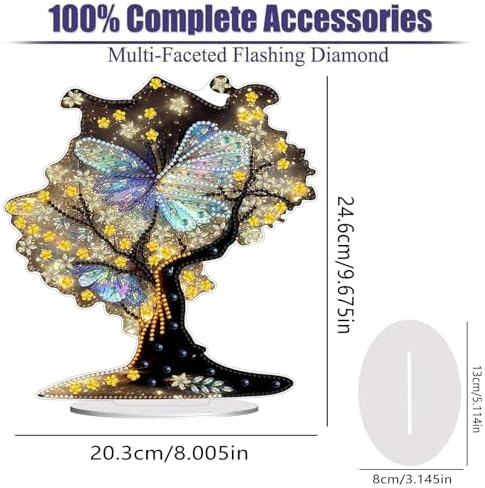 Diamond Painting Kits for Adults Beginners, 5D Full Drill Tree of Life Crystal Art Desktop Ornament, DIY Single Sided Home Office Desk Decor, Creative Craft Gift Set with Tools - Image 2