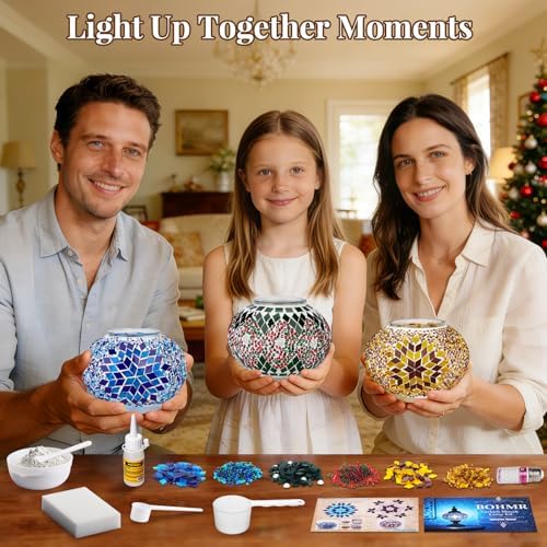 DIY Turkish Mosaic Lamp Kit for Adults & Teens, 5.2" Shade, Green - Image 3