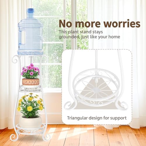 LASZOLA 3 Tiers Metal Corner Plant Flower Stand Tall Indoor Outdoor, White - Image 3