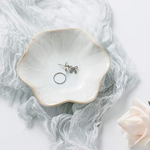 Mecaikru Ceramic Ring Dish, 4 in Jewelry Tray with Kiln Glaze Catchall Bowl - Image 2