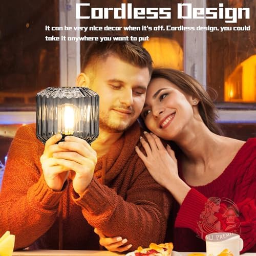 MJ PREMIER Battery Operated Lamp, Small Cordless Lamp with Timer Grey - Image 4
