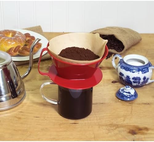 Fino Pour-Over Coffee Brewing Filter Cone, Number 4-Size, Red, Brews 8 to 12-Cups, Set of 2 - Image 3