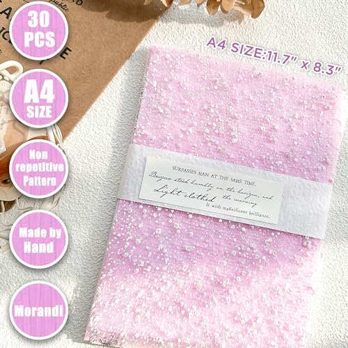 30 Pcs Large A4 Handmade Textured Scrapbook Paper Mesh Journaling Supplies - Image 4