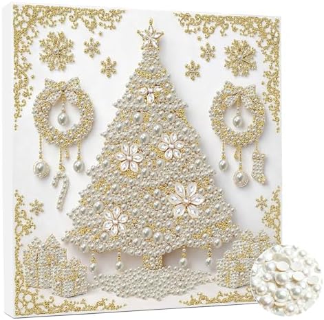 DIY Pearl Art Painting with Frame Creative Pattern Design Festival Stress-Relieving Home Wall Decoration 9.8X9.8in Tool Included-Christmas Tree by Artiphile
