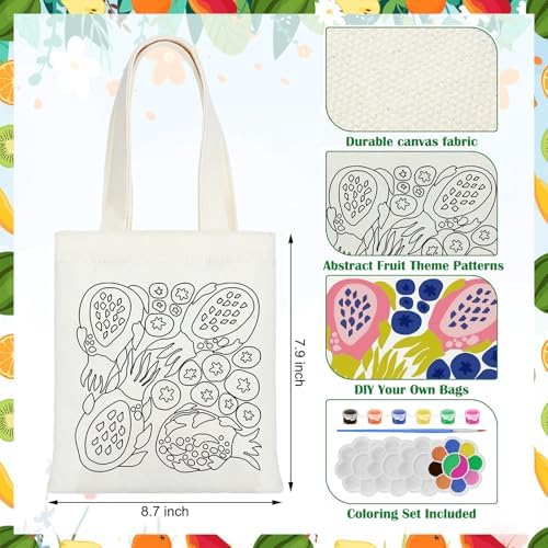 Aliceset 16 Pcs Color Your Own Bag Tote Bag Painting - Image 2