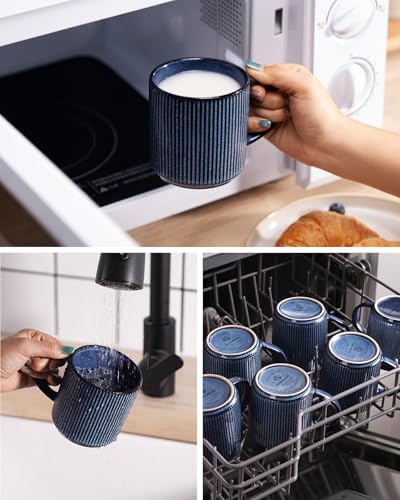 famiware Coffee Mug Set of 4, Star 12 oz Ceramic Mugs Cups Set with Handle - Image 5