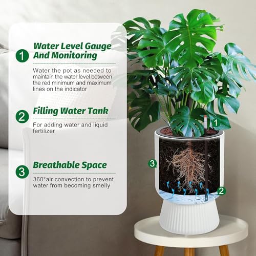 Garvee Self-Watering Planters, Set of 2, 14.2 Inch Tall Plant Pots - Image 5