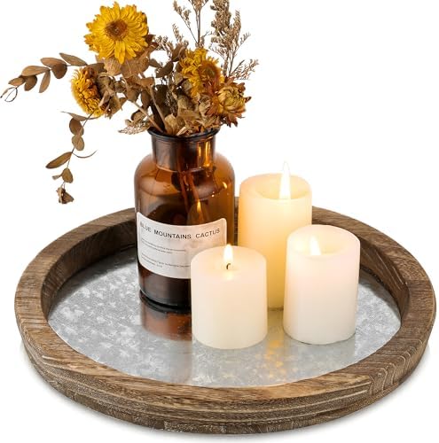 Hanobe Round Wood Candle Holder Trays, Coffee Table Decor for Centerpieces by Hanobe