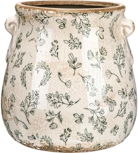 Ceramic Scroll Planter 6.5 Inch, Leaves by Unknown