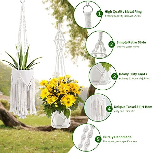 SFENNGPET Macrame Plant Hangers, 6Pack Hanging Planters for Indoor Plants - Image 2