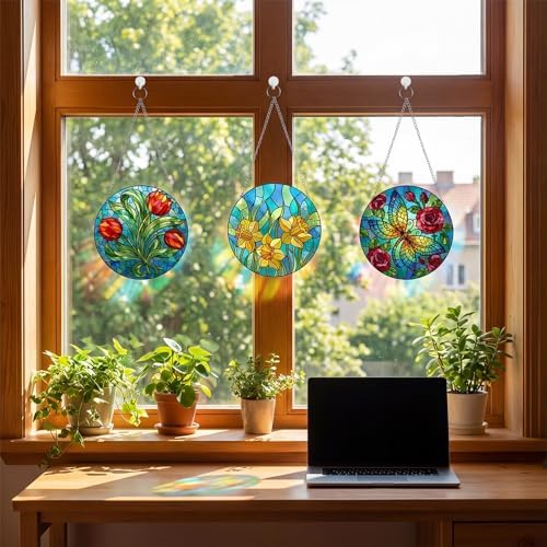 Humyoun 72 Pcs Suncatchers Crafts Kit DIY Paint Art,Stained Glass Painting - Image 6
