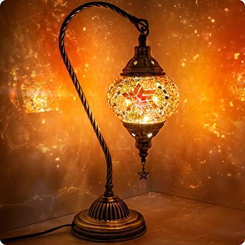 Yarra-Decor Turkish Moroccan Mosaic Lamp, Stained Glass, Bronze, Red2 by Yarra-Decor