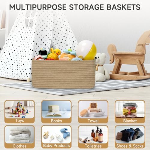 3 Pack Small Storage Baskets for Organizing, 11.8×7.8×5.1", Brown - Image 4