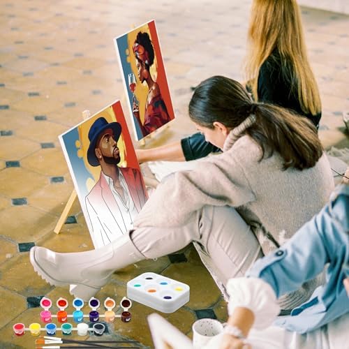 Dinifee 6 Pack Pre Drawn Canvas Painting Kit 8x10 Stretched,Couple - Image 6