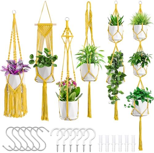 SFENNGPET Macrame Plant Hangers, 6Pack Hanging Planters for Indoor Plants by SFENNGPET