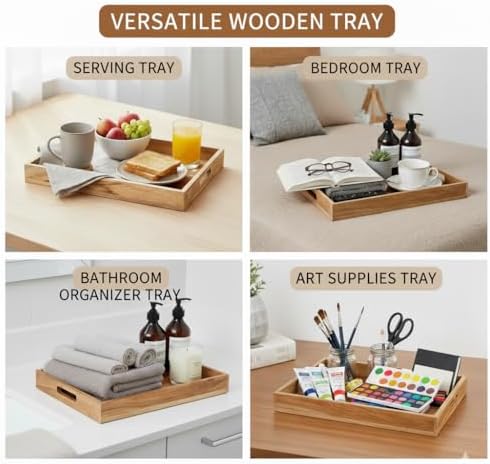 Mela Artisans Rectangular Mango Wood Serving Tray - Natural, 15x10 in - Image 2