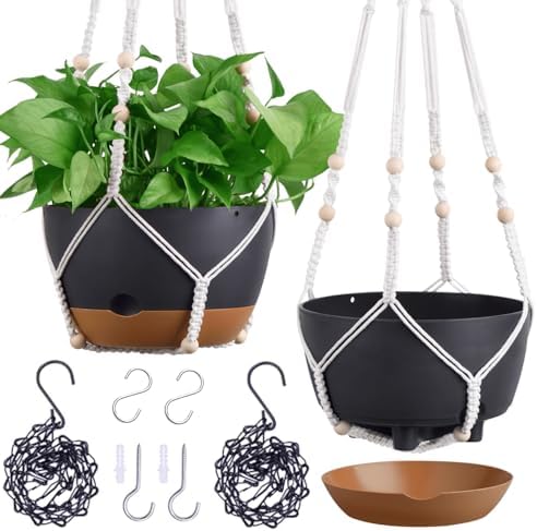 2 Pack-10 Inch Self-Watering Hanging Planters for Indoor Outdoor Plants by Montresor