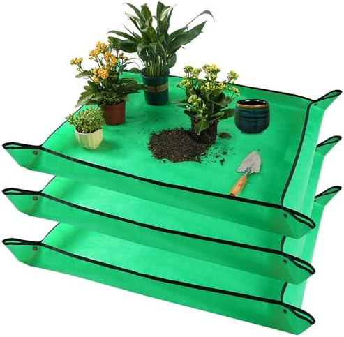 Onlysuki 3PCS 39.5" x 31.5" Large Potting Mat for Indoor Plants Transplanting and Dirt Control Garden Gifts for Women Men by FocusonGardeningProjects
