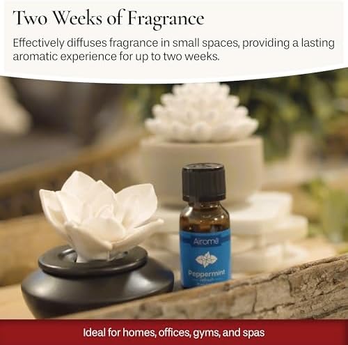 Airomé White Flower, Porcelain Passive Essential Oil Diffuser (with 15ml Peppermint Essential Oil) – Non-Electric, Battery-Free, Improves Sleep, and Relieves Stress - Image 6