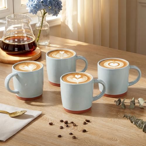 E-far Ceramic Coffee Mug Set of 4, 12oz Modern Coffee Cups, Speckled Gray - Image 4