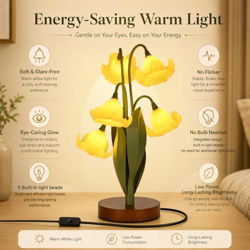 Flower Table Lamp for Bedroom, LED Cute Reading Light - Image 2