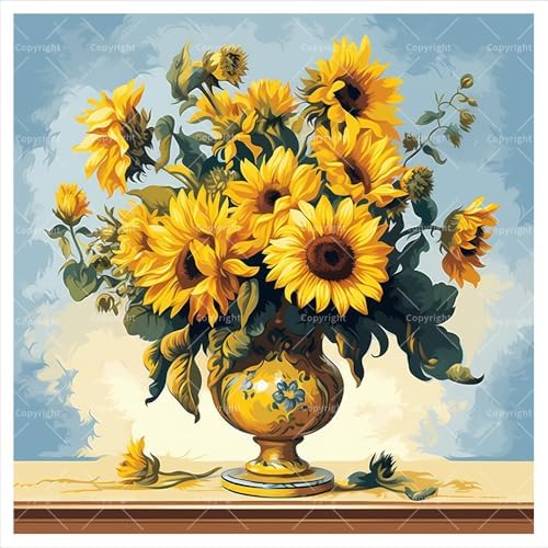 TAOPAOLAB Floral Still Life Digital Painting Kit for Adults - DIY Sunflowers in Vase Oil Painting on Canvas 7.87x7.87in, Framed Acrylic Paint Kit, Good for Beginners, Home Decor or Gift Artwork by Unknown