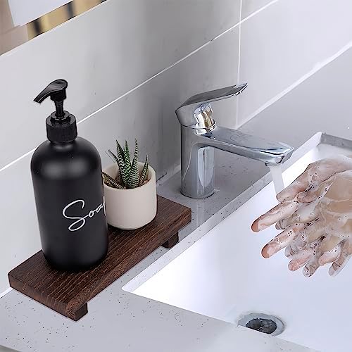 Wood Bathroom Tray Farmhouse Decor Kitchen Soap Holder 8.7"x3.6" Dark Brown - Image 2