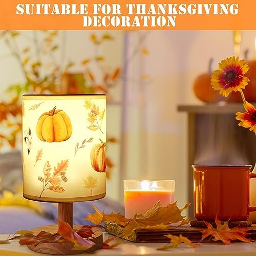 VIHOSE Pumpkin Bedside Table Lamp for Kids Bedroom, Wood Color - Image 2