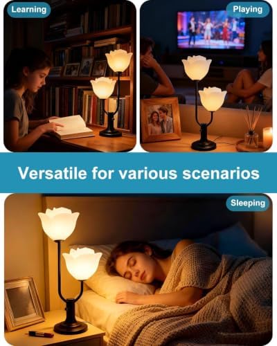 Lightdot Black Flower Table Lamp Dimmable Floral Modern Nightstand Lamp - Image 6