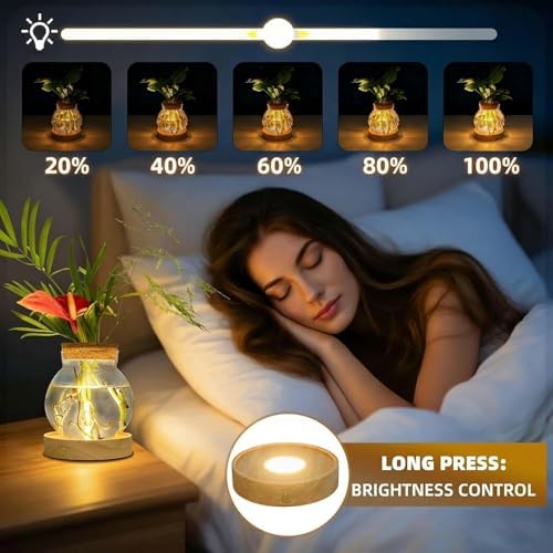 Plant Propagation Station with Light,Everkeen Glass Terrarium with Stepless Dimming Function Hydroponic Glass Container Vase Jars Gardening Gifts for Mom Women Plant Lovers 4 Pack - Image 3
