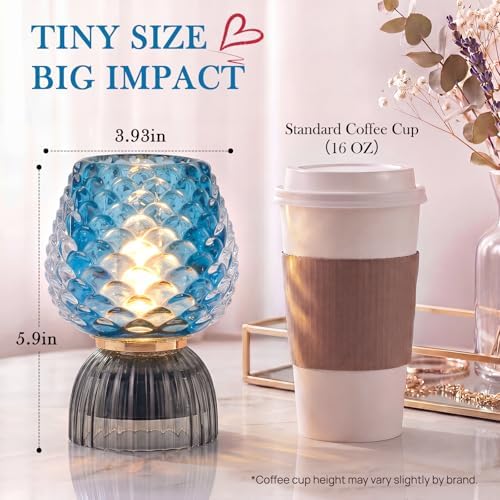 Small Battery Operated Lamp with Timer, Pinecone, Blue - Image 5