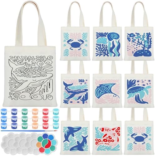 Aliceset 16 Pcs Color Your Own Bag Tote Bag Painting by Aliceset
