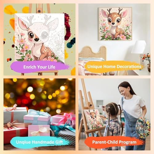 Deer Paint by Numbers Kit for Kids, 8x8 inch - Image 7