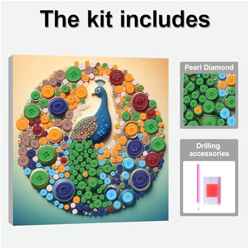 Framed Button Art Kit 11.8" DIY Mosaic Craft for Adults(Parrot) - Image 3