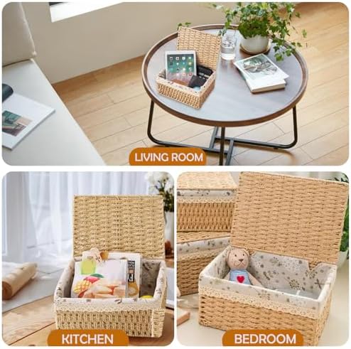 Modern Farmhouse Decor Wicker Basket – Small Storage Basket for Home, Nursery, Shelf, and Table, Decorative Basket for Storage, Shelves, and Organization - Image 6