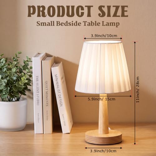 Gerrii 4 Pack Small Bedside Table Lamps, Pleated Shade, Wood Base - Image 2