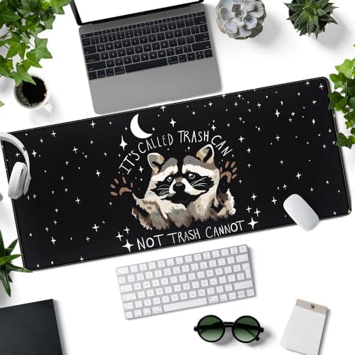 It's Trash Can Not Trash Cannot Desk Pad Cute Black Desk Mat Gaming Screaming Possum Mouse Pad Black Desk Matt for Desktop Keyboard Mouse Desk Mat with Stitched Edges Rubber Computer pad 31.5x11.8in - Image 2