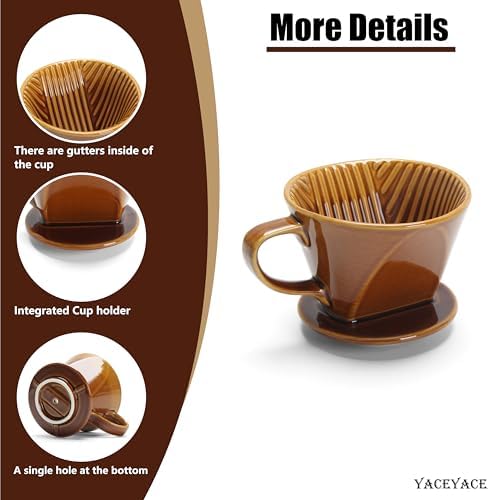 Ceramic Pour Over Coffee Maker, Small Size, Single Hole - Image 3