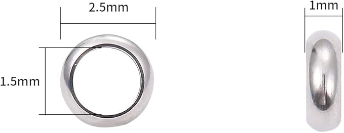 Stainless Steel Spacer Beads 2.5x1mm Rondelle Loose Charm Caps Beads for DIY Jewelry Making 100pcs with 1.5mm Hole