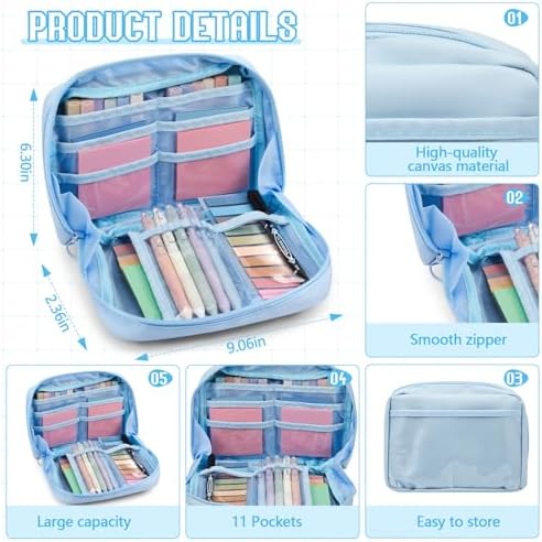 Jutom 39 Pcs Aesthetic Book Annotation Kit,Blue,Kawaii Style - Image 4
