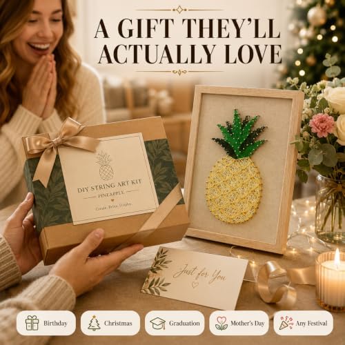 RM Studio DIY Pineapple String Art Kit with All Necessary Accessories and Frame for Kids Students, Adult Crafts Kit, Home Wall Decorations Unique Gift - Image 7