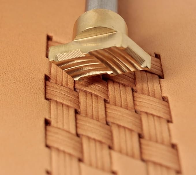 DandS ltd Leather Stamp Tool, Basket Weave, Professional Steel Craft Tool for Leatherworking, Embossing, Carving & Stamping Projects, Belts, Wallets & DIY, Compatible with Mallet, #261