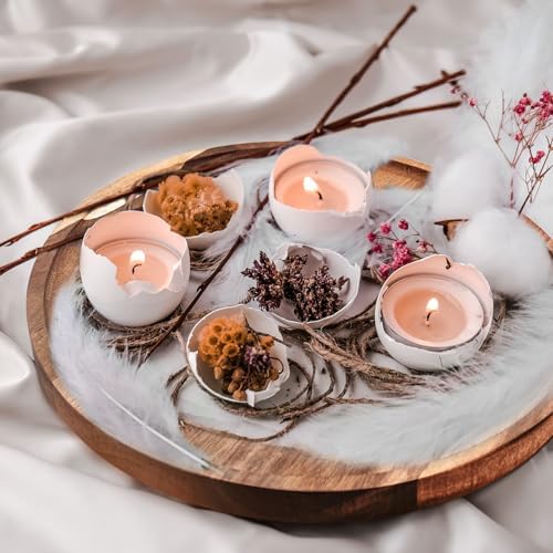 11.5 Inches Round Acacia Wood Tray, Decorative Serving Tray for Home Decor, Coffee Table, Kitchen, Dining Room, Candle Tray, Appetizer Board - Image 7