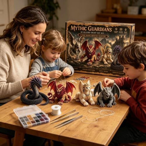 3D Beaded DIY Craft Kit, Complete Tiny Bead Animal Making Set with Tools & Instructions, Stress Relief Handmade Art Project, Beginner Friendly Creative Home Decor & Unique Gift for Teens Adults, Black - Image 2