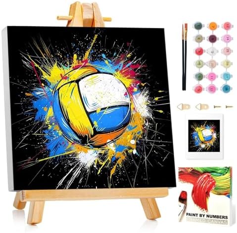 Volleyball Paint by Numbers Kit for Kids, 8x8 inch by MANDUN