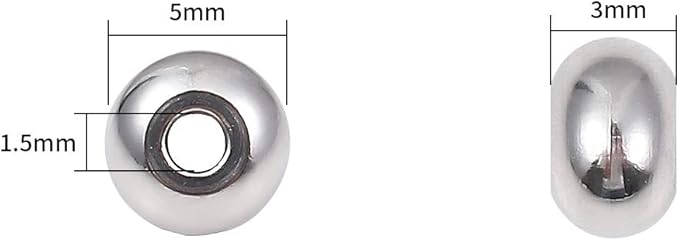 Stainless Steel Spacer Beads 5x3mm Rondelle Loose Charm Caps Beads for DIY Jewelry Making 100pcs with 1.5mm Hole